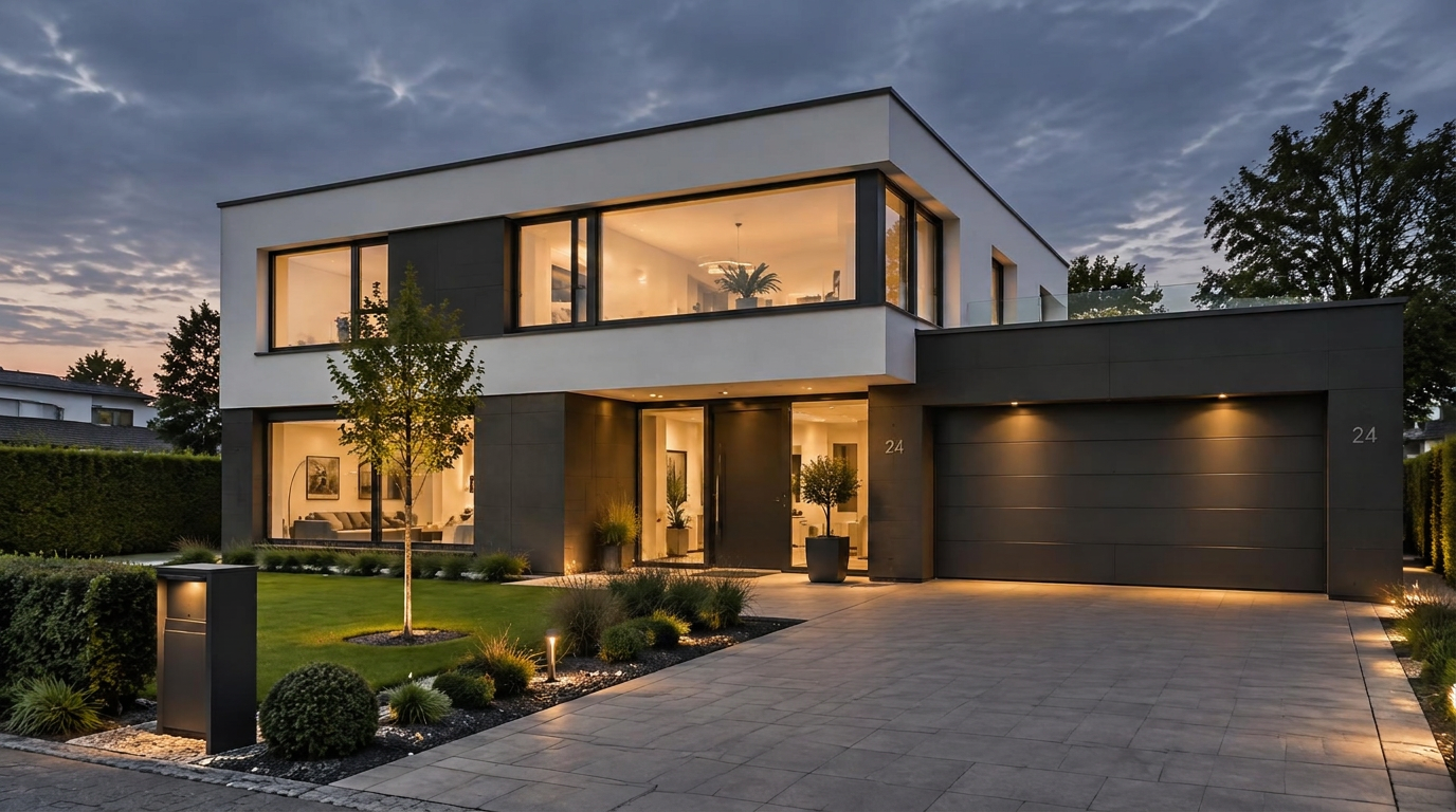 Modernes Haus mit gepflegtem Außenbereich
